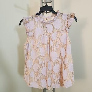 NWT Monteau Elegant Lace Sleeveless Top - Cream M